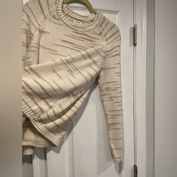 J Crew Size M Tan Cream Raglan space-dyed Sweater Long sleeve Crew Neck Lullover - Picture 5 of 10